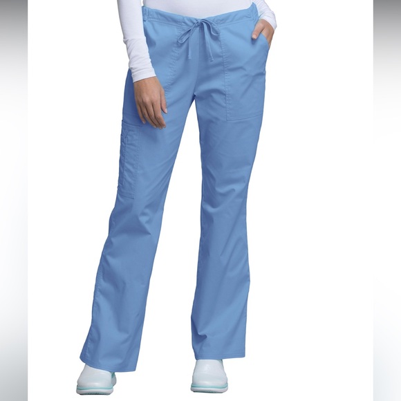 Cherokee WorkWear Core Stretch Women's Drawstring Scrub Pants ceil blue - Picture 1 of 7